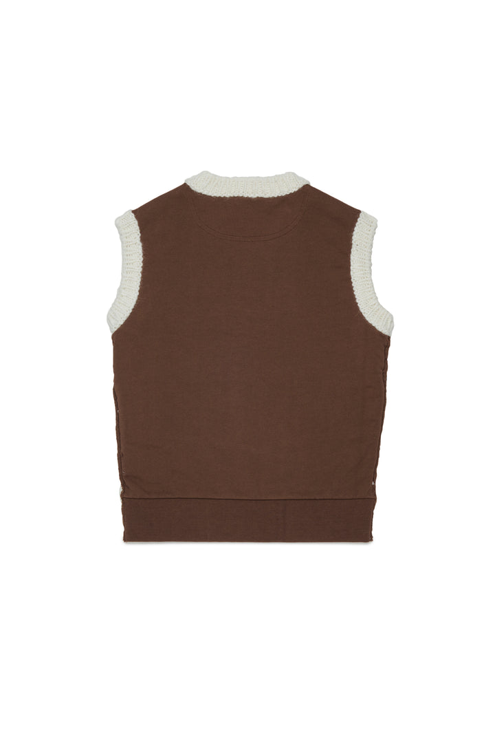 N210E2 N0548 OFF WHTIE KNIT VEST WITH CHEVRON PATTERN