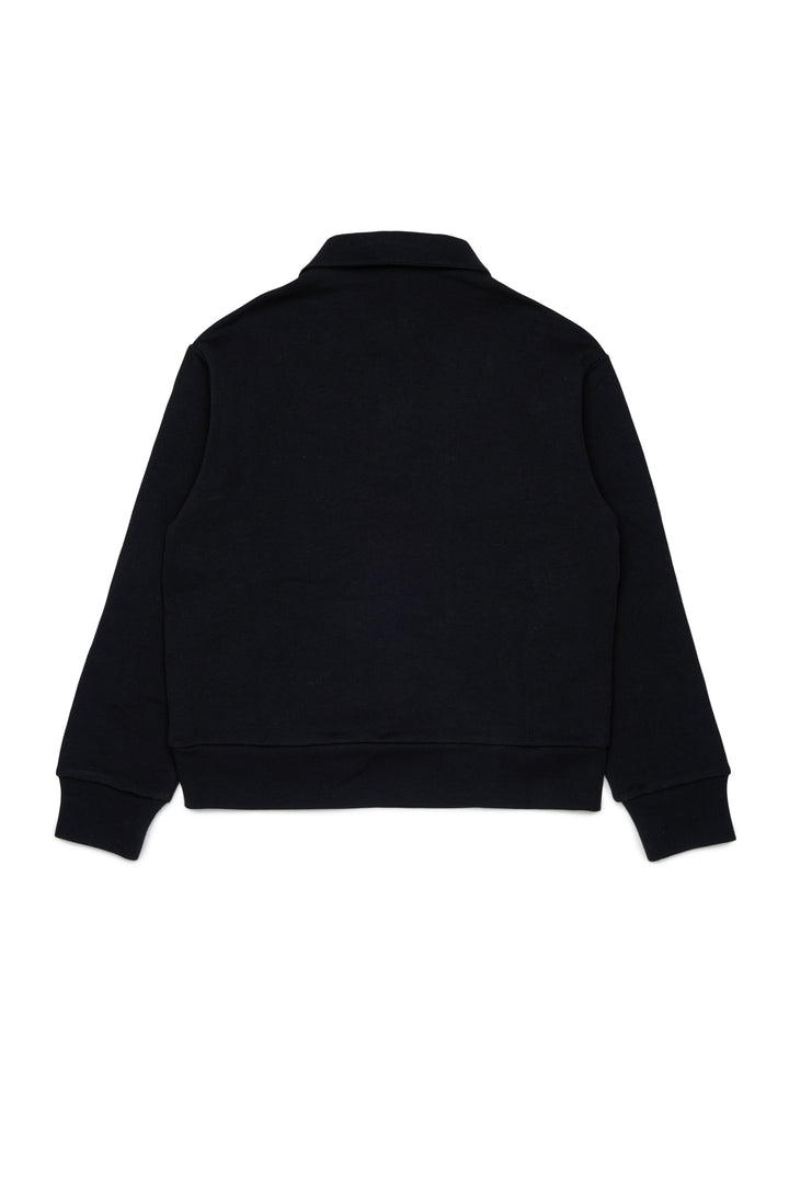 N210E5 N0522 BLACK LS FRENCH TERRY POLO WITH KANGAROO POCKET