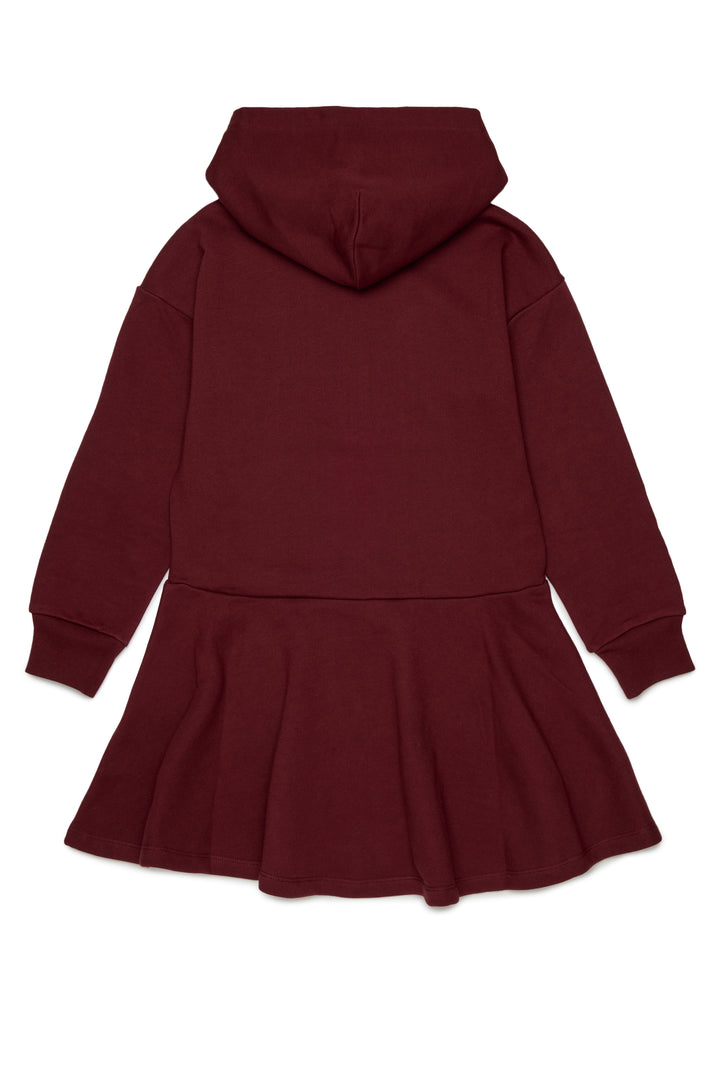 N210ER N0522 MAROON LS HOODED HALF ZIP SWEAT DRESS