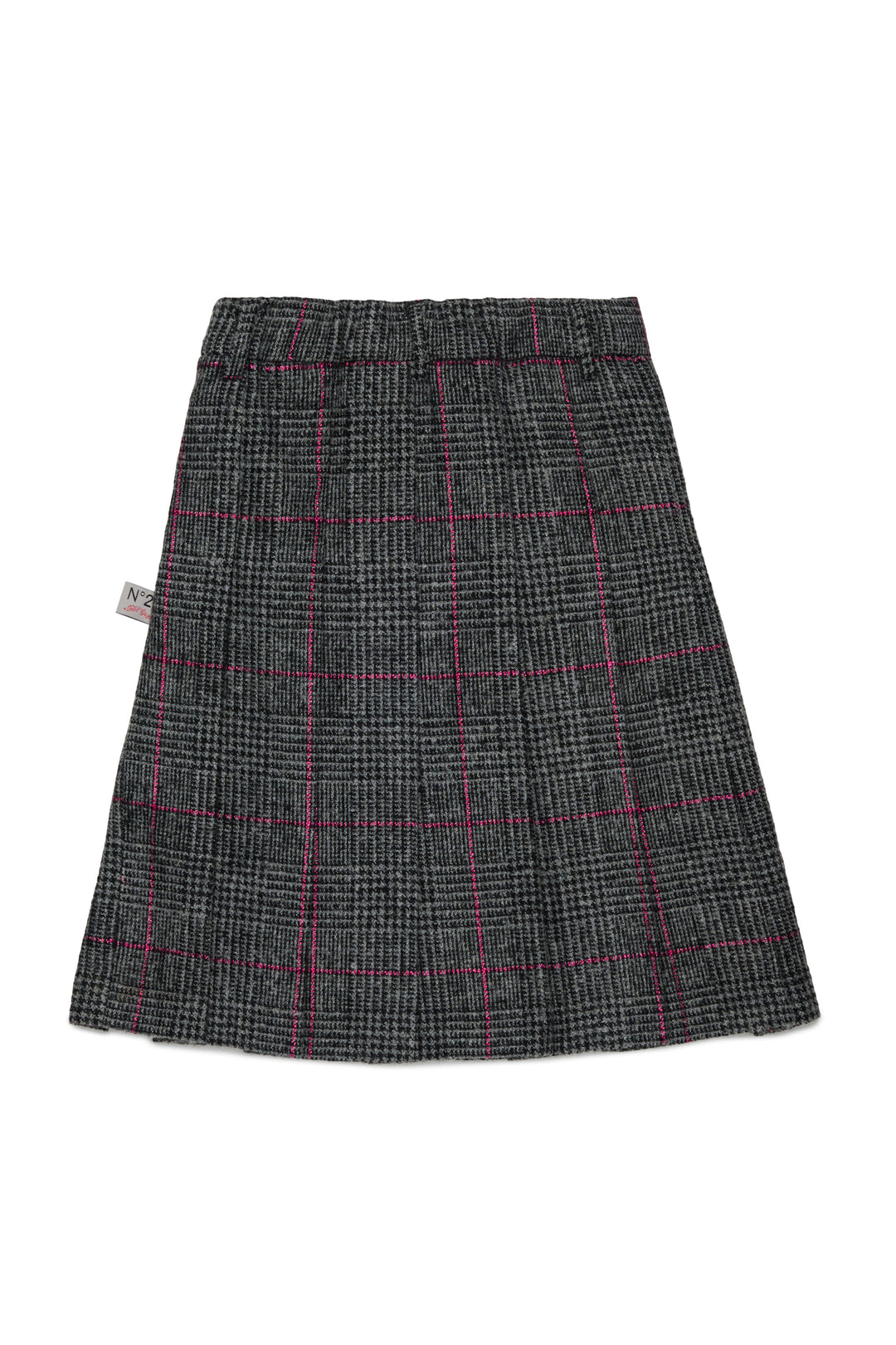 N210EW N0525  GREY GLEN CHECK PLEATED SKIRT WITH LUREX THREADS