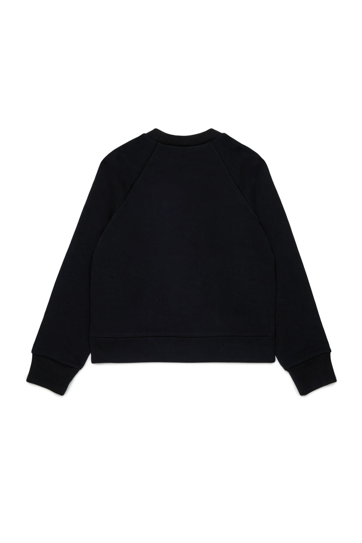 N210EZ N0528 BLACK SWEATSHIRT WITH LOGO IN MULTICOLORED STONES