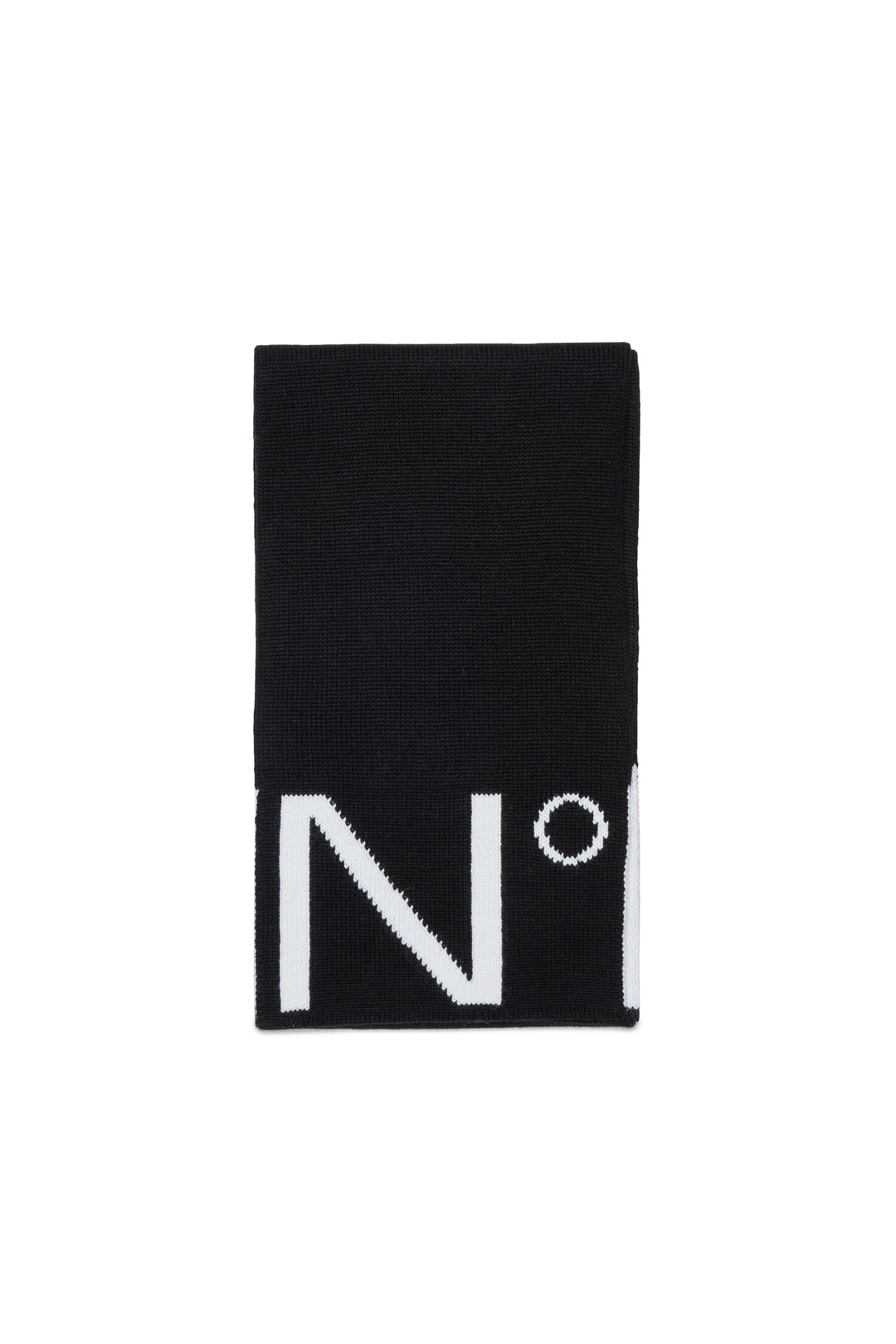 N210GH N0556 BLACK KNIT SCARF WITH LOGO