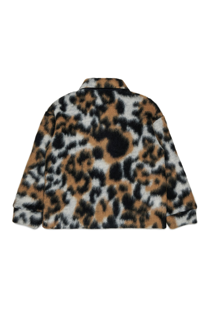 N210GS N0515 LEOPARD SOFT KNIT LEOPARD POLO SWEATER