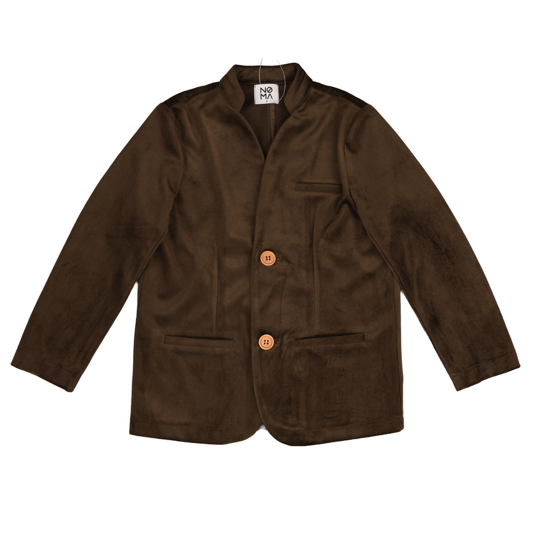 NJ1619 HIGH COLLAR VELVET JACKET - MOCHA