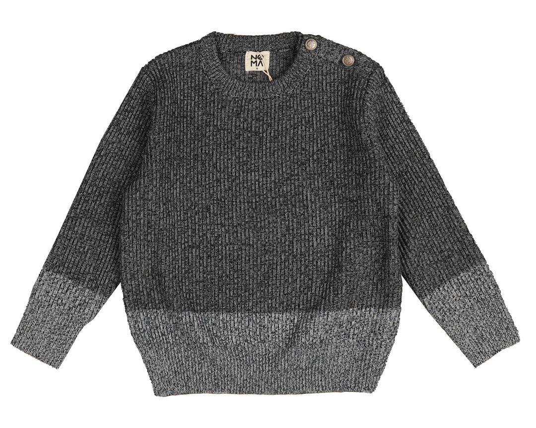 NKN130-Marled knit with shoulder buttons-NAVY