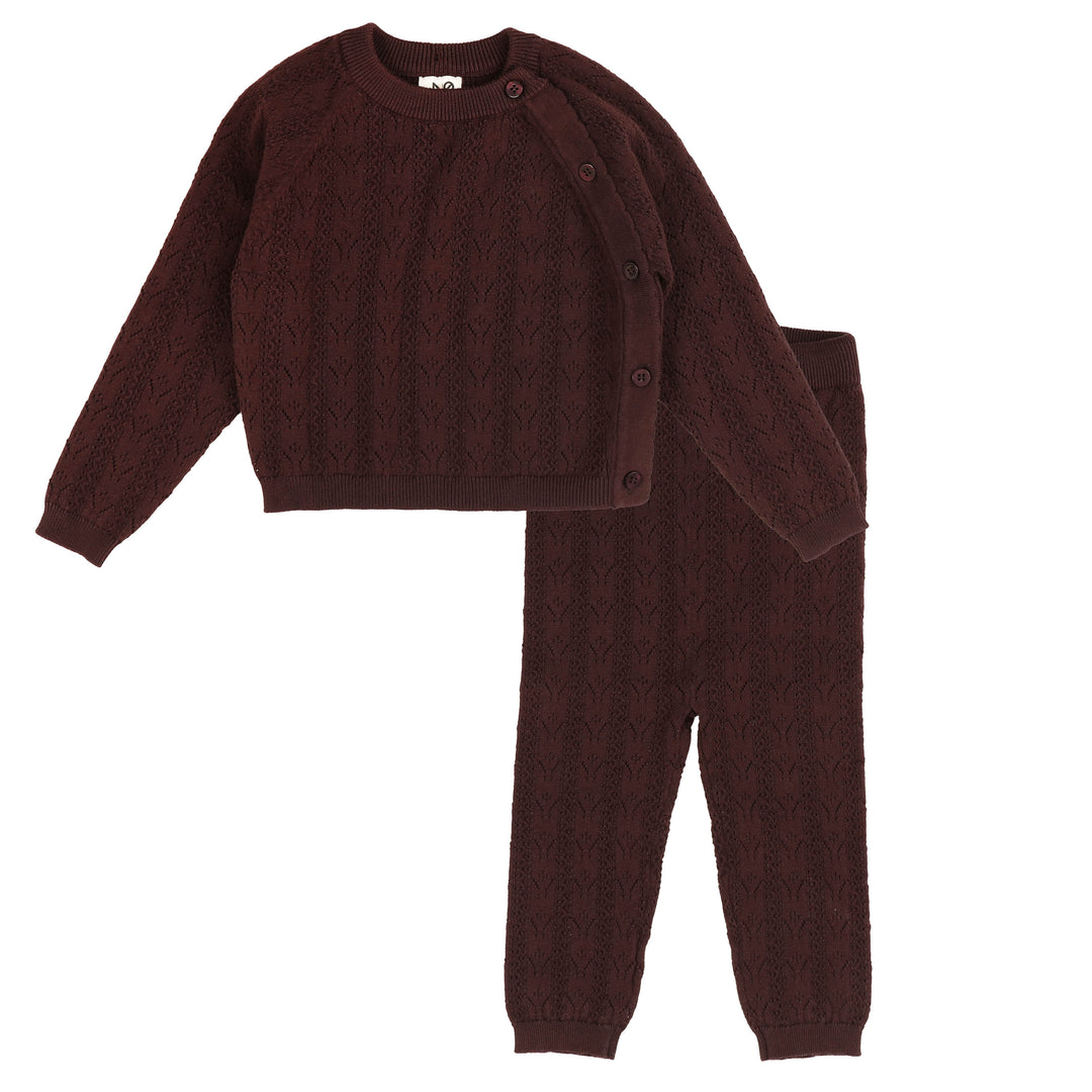 NKN631 POINTELLE KNIT SET WITH SIDE BUTTONS - PLUM