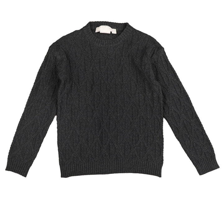 NKN637 CABLE AND DIAMOND MARLED TEXTURED KNIT - DENIM