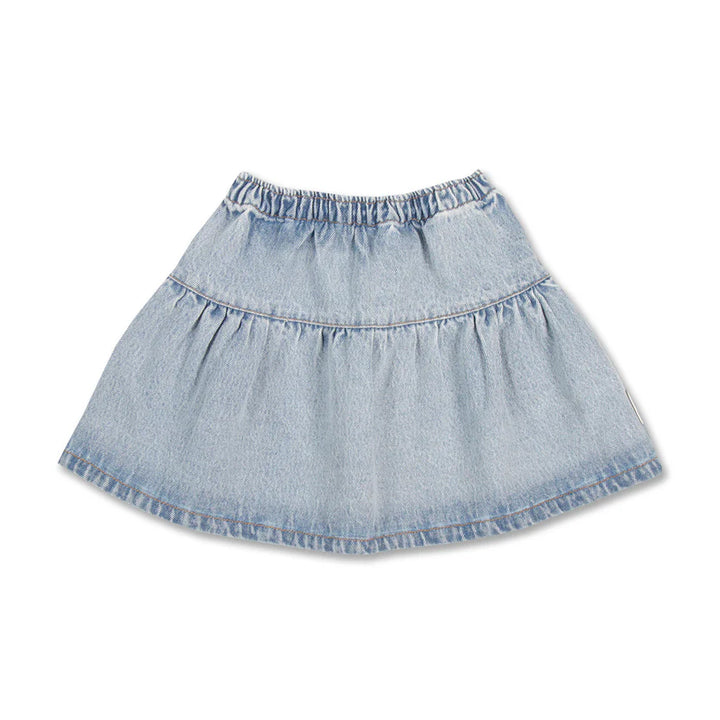 Jeans Ruffle Skirt - Washed Light Blue