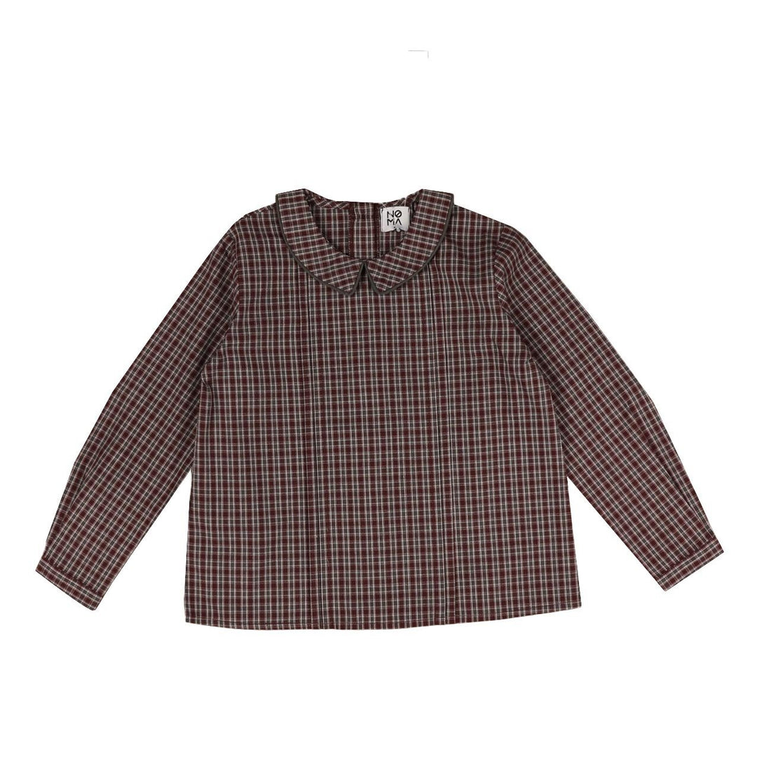 NSH645 PETER PAN COLLARED PLAID SHIRT - GREY