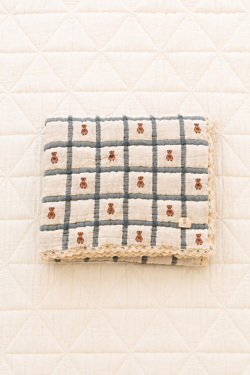 WHOLESALE KEEPSAKE QUILT - TEDDY BLUEBELLE