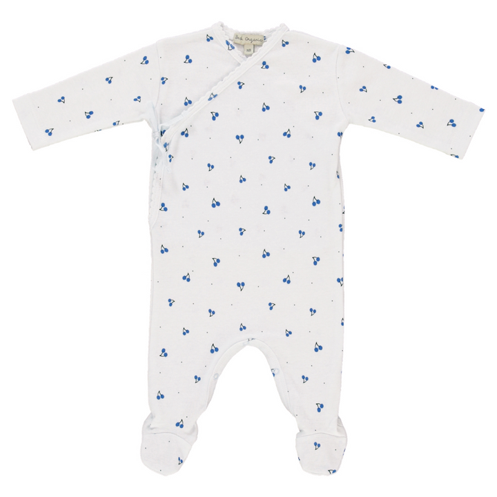 NOAH WRAP OVERALL/BONNET SET-White Cherry Rib