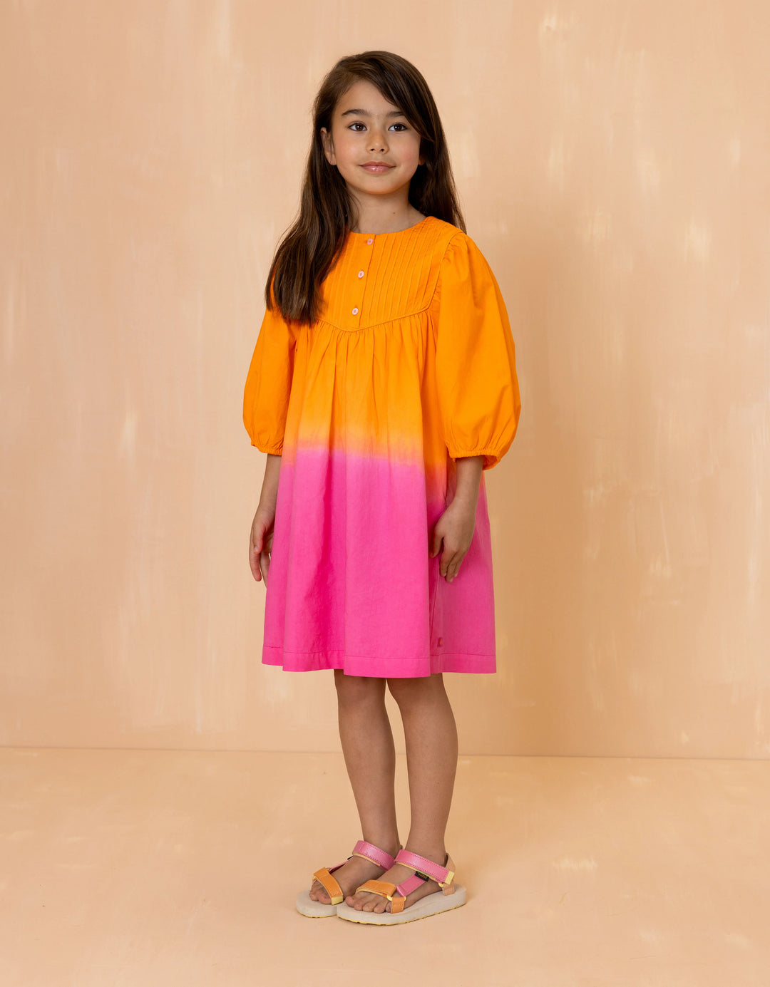 107  DEEVIKA GIRLS GRADIENT DRESS - ORANGE