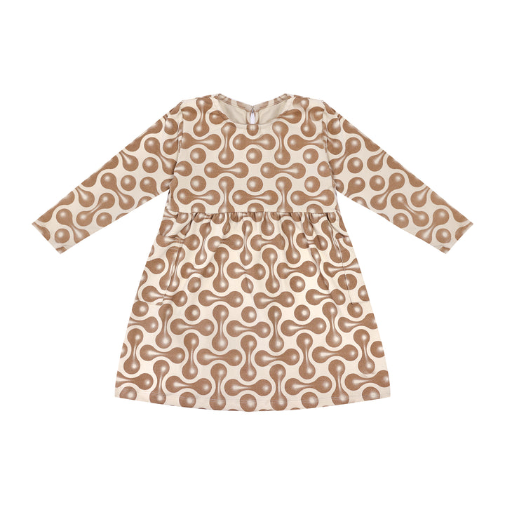 OM702-JERSEY LONG SLEEVE DRESS-Beige