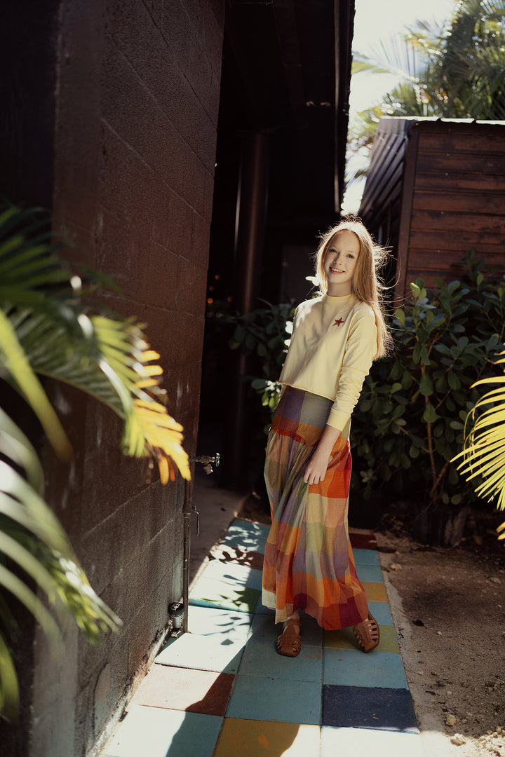 G897 PLAID LOW WAISTED SKIRT-PINK