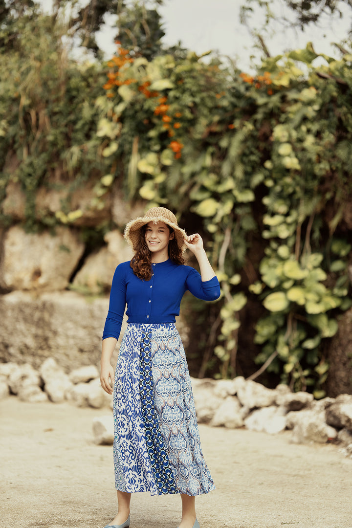 G852 RHINESTONE BUTTON CARDIGAN-ROYAL BLUE