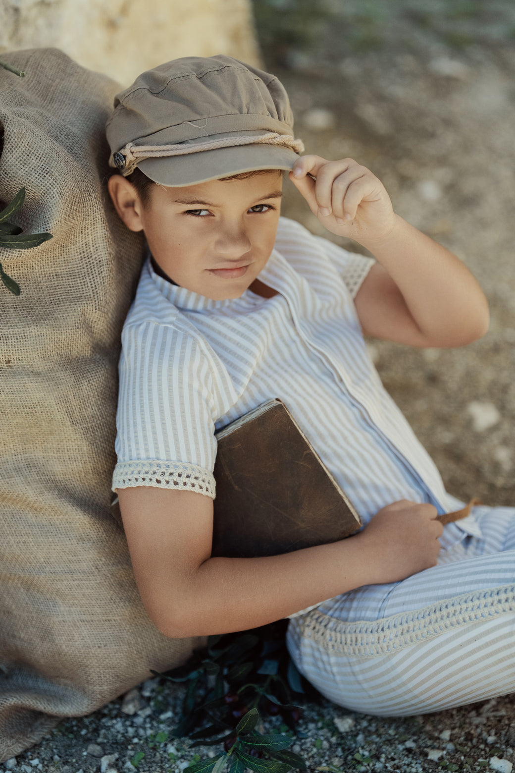 CLASS CROCHET DETAIL PINSTRIPE SHIRT-ICE BLUE