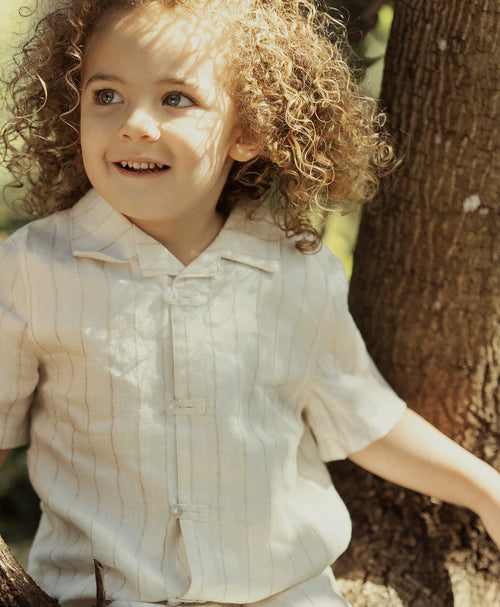 SERENE WIDE PLACKET SHIRT SET-CREAM