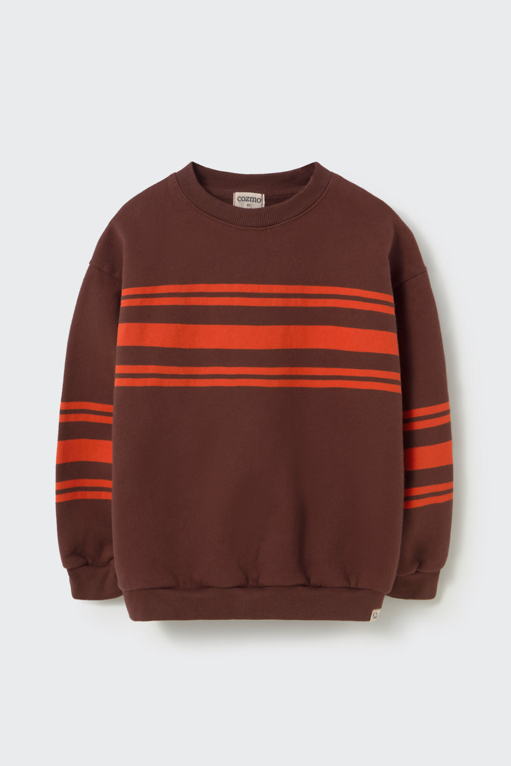 OSLOK331W6 WASHED BRUSHED FLEECE STRIPED SWEATSHIRT - CHOCOLATE
