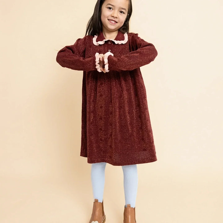 F11125-Olive Dress-Dark Cranberry Glitter