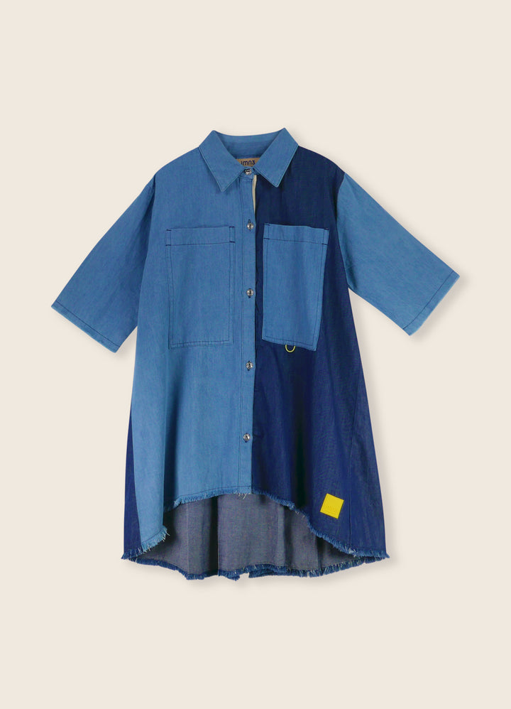 3LS25_1056-SHIRT DRESS-Light Blue/Dark Blue/Chambray