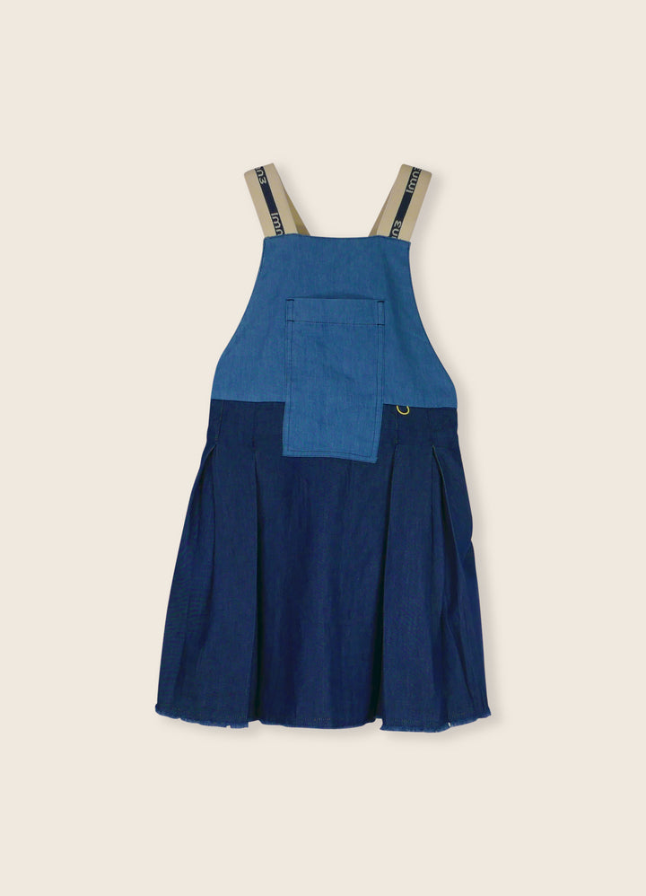 3LS25_1055-APRON DRESS-Light Blue/Dark Blue/Chambray