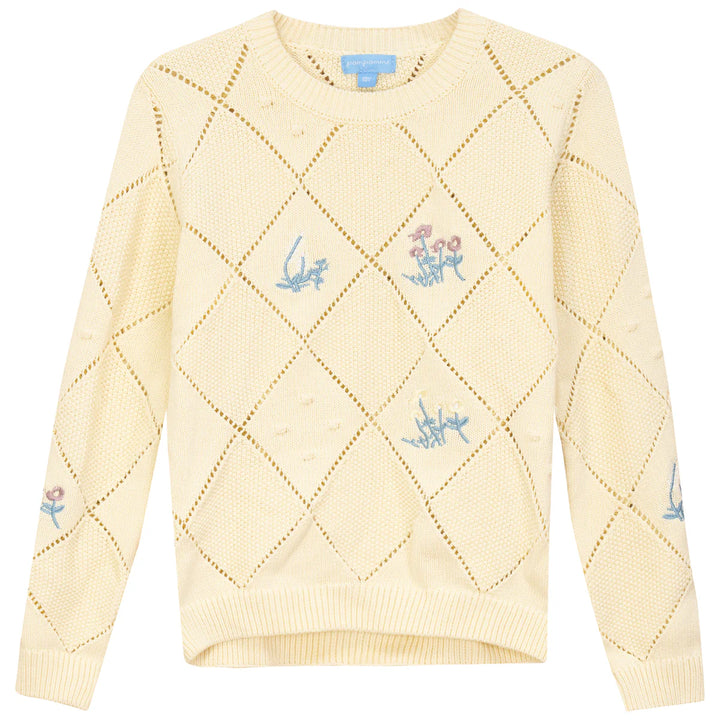 P5268-SWEATER WITH EMBROIDERY-PALE BANANA