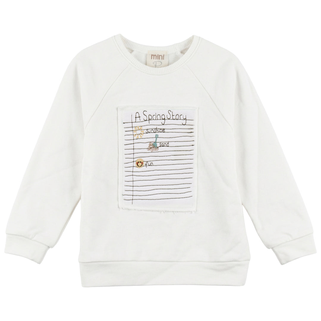 P7402 SPRING APPLIQUE SWEATSHIRT-WHITE