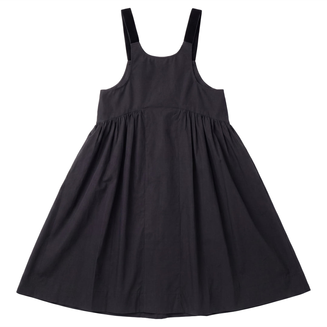 P8212 TAFFETA JUMPER WITH VELVET STRAPS-BLACK