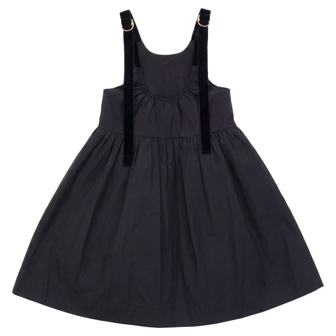 P8212 TAFFETA JUMPER WITH VELVET STRAPS-BLACK