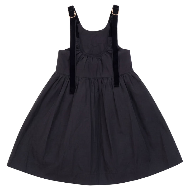 P8212 TAFFETA JUMPER WITH VELVET STRAPS-BLACK