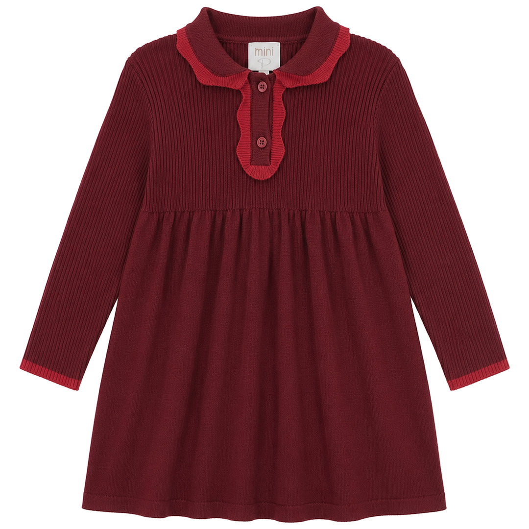 P8312 TONAL RED KNIT DRESS-RED
