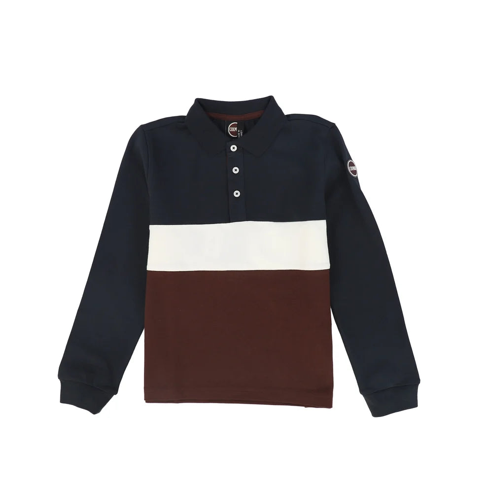 35000 CONTRAST COLOURS INSERTS LONG SLEEVES POLO - NAVY BLUE-TOFU-BRICK