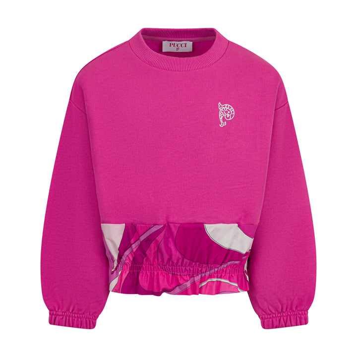 PY4A30 Z3183-FUSHIA-RUFFLED SWEATSHIRT