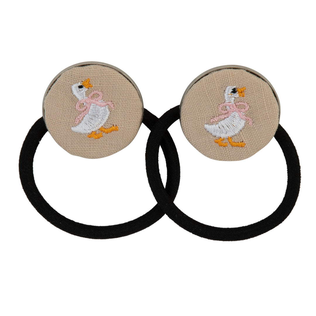 DUCK EMBROIDERED PONY RUBBERS CREAM