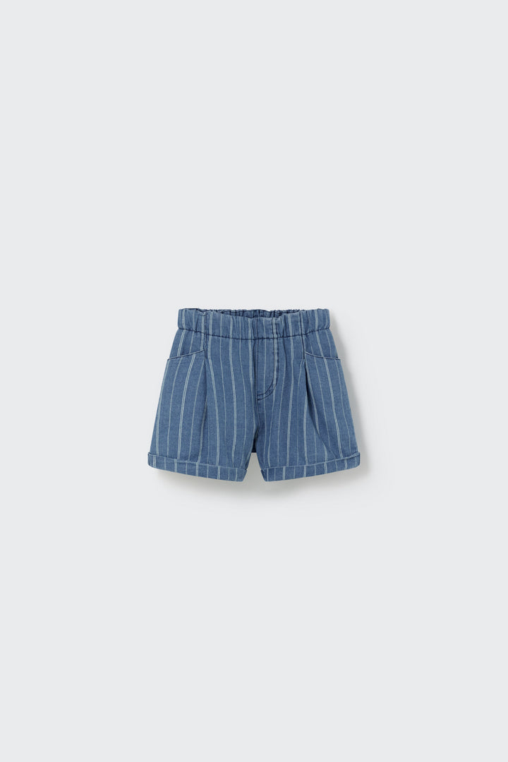 ROY219S5-STRIPED DENIM BABY BERMUDA SHORTS-blue