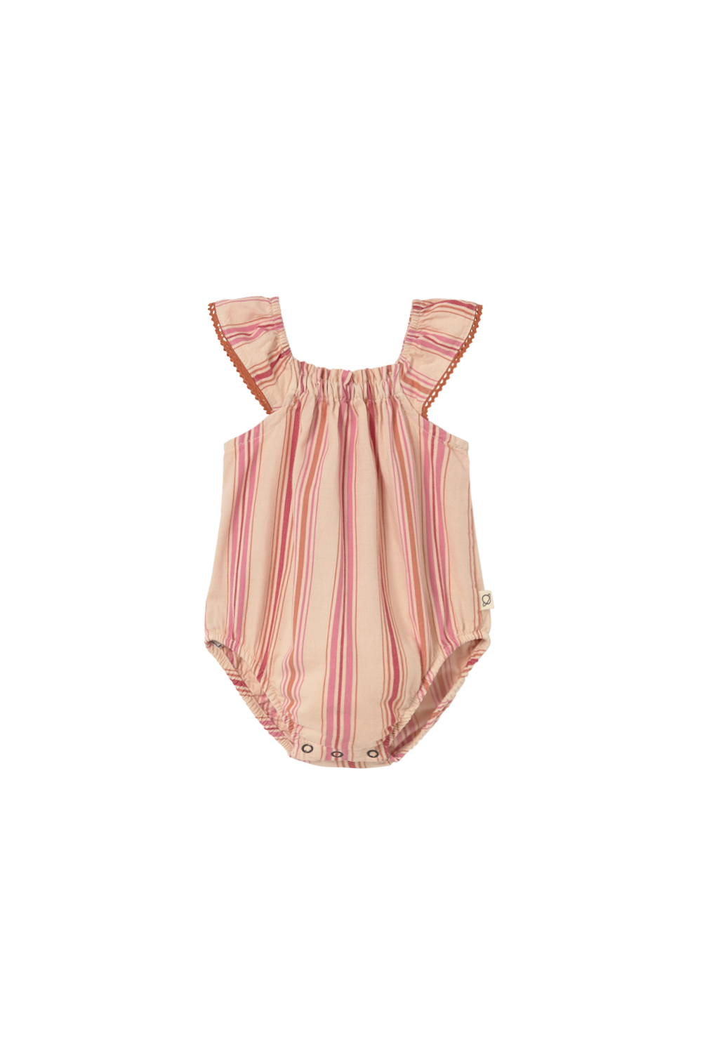 RUE273S6-STRIPED COTTON BABY ROMPER-PINK