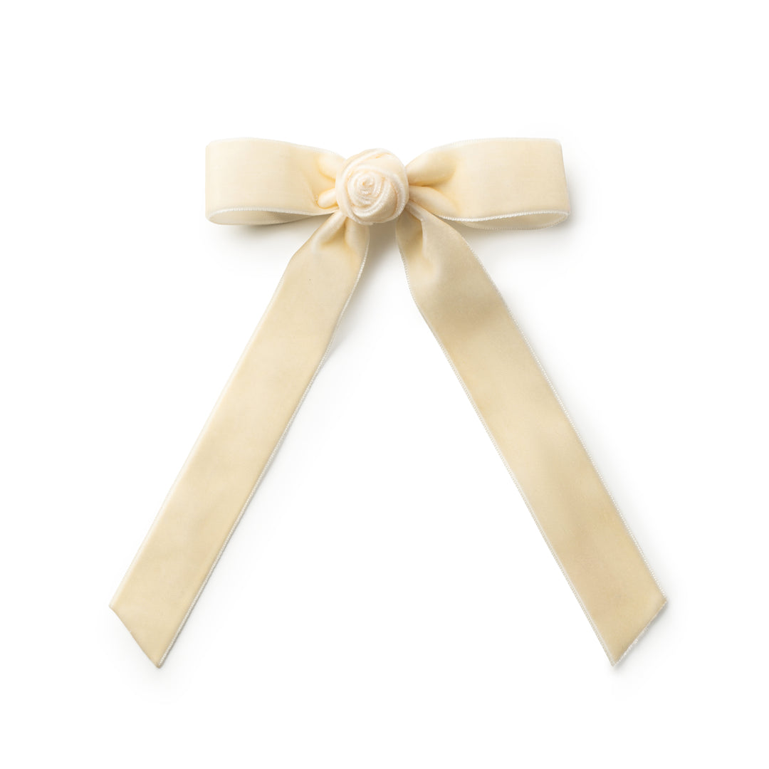 Rosette Velvet Long Tail Clip Cream