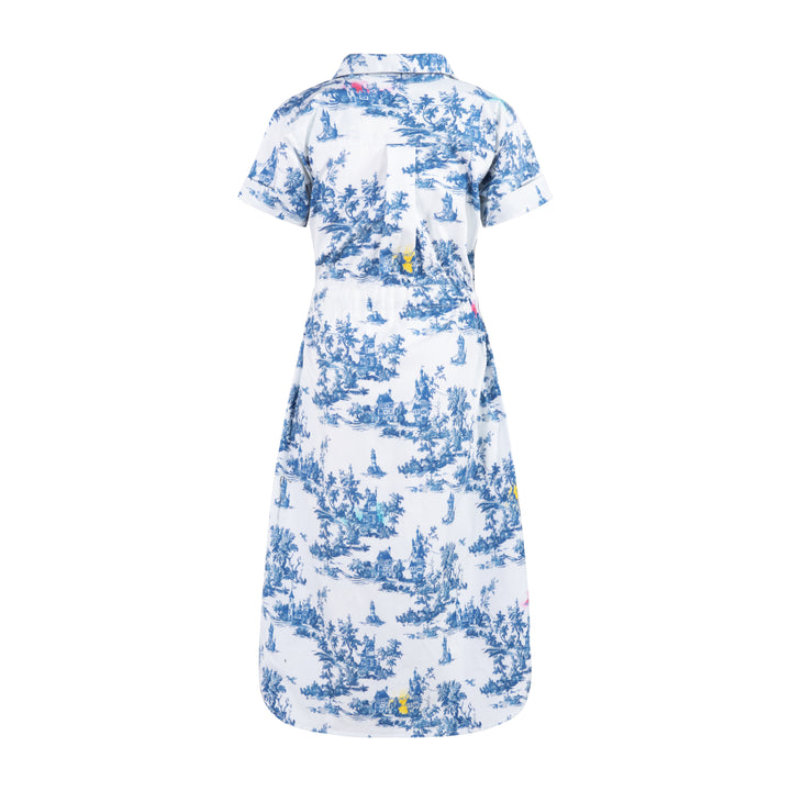 103B Safari Dress - Blue Toile de Jouy