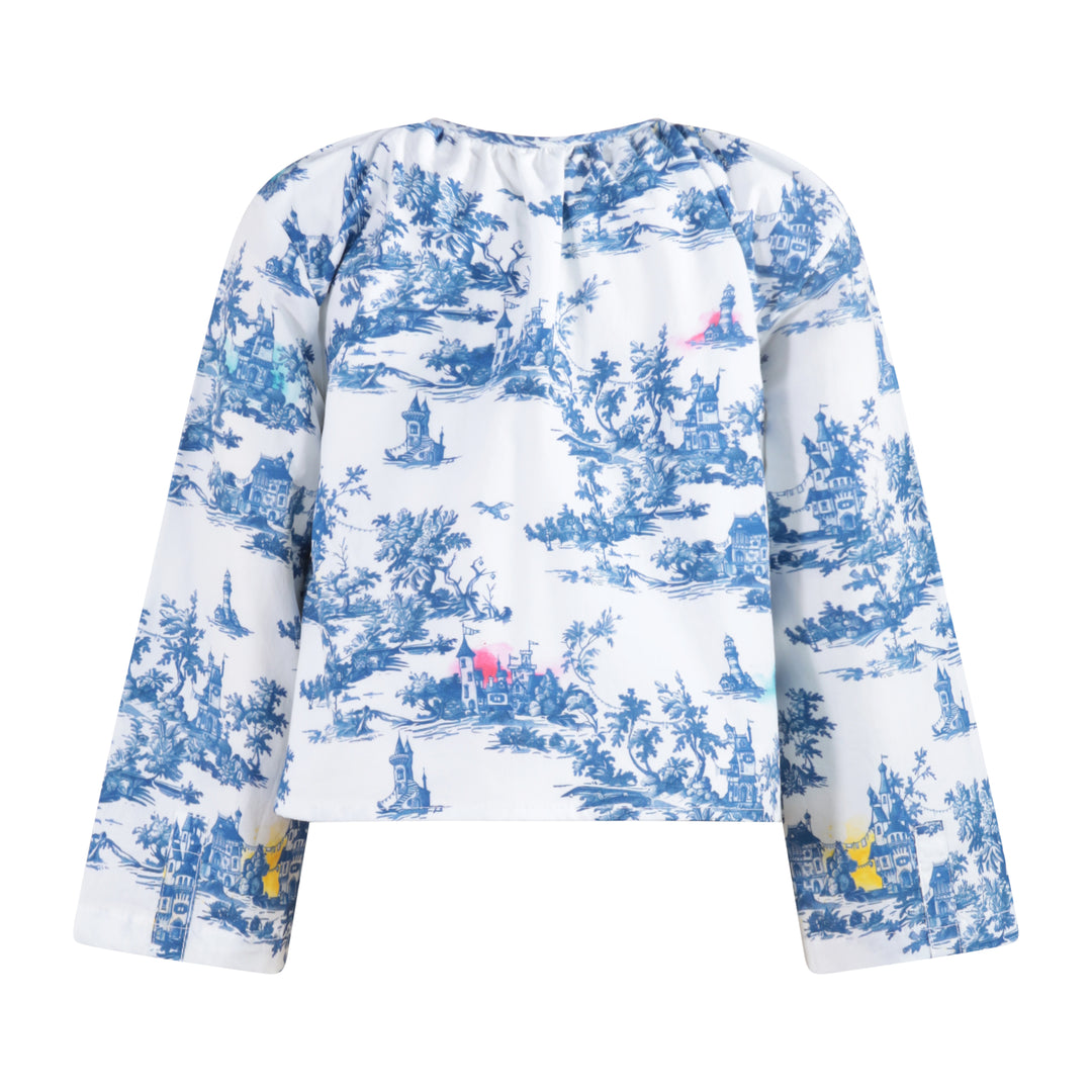 702B Blouse top - Blue Toile de Jouy