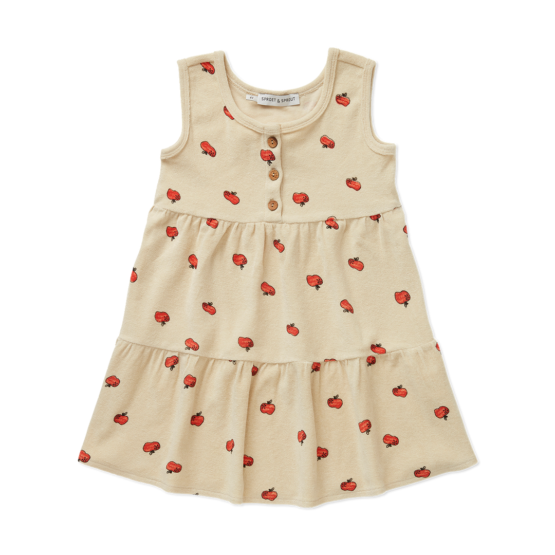 1717-TERRY DRESS APPLE PRINT-Sesame