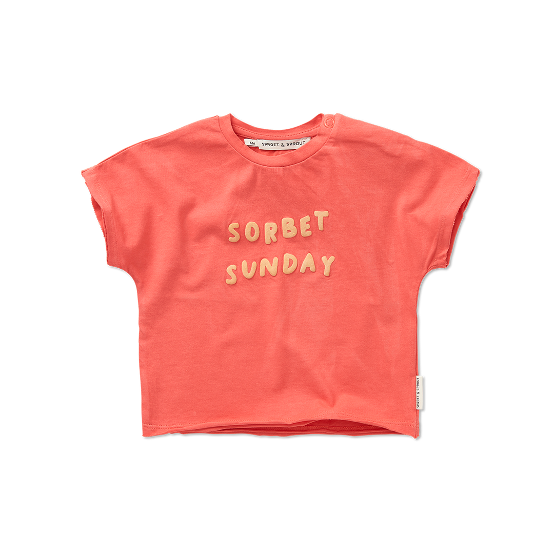 1787-BABY T-SHIRT SORBET SUNDAY -Rose petal