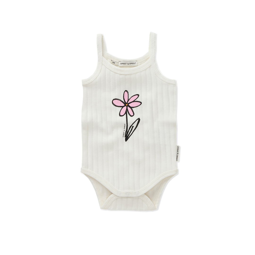 1801-RIB STRAP ROMPER DAISY -Off-white