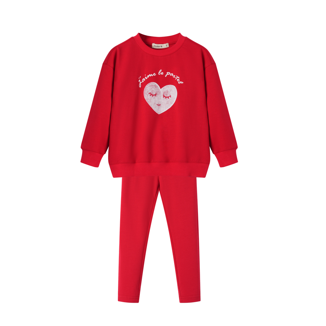 CENTER HEART PAJAMA-RED