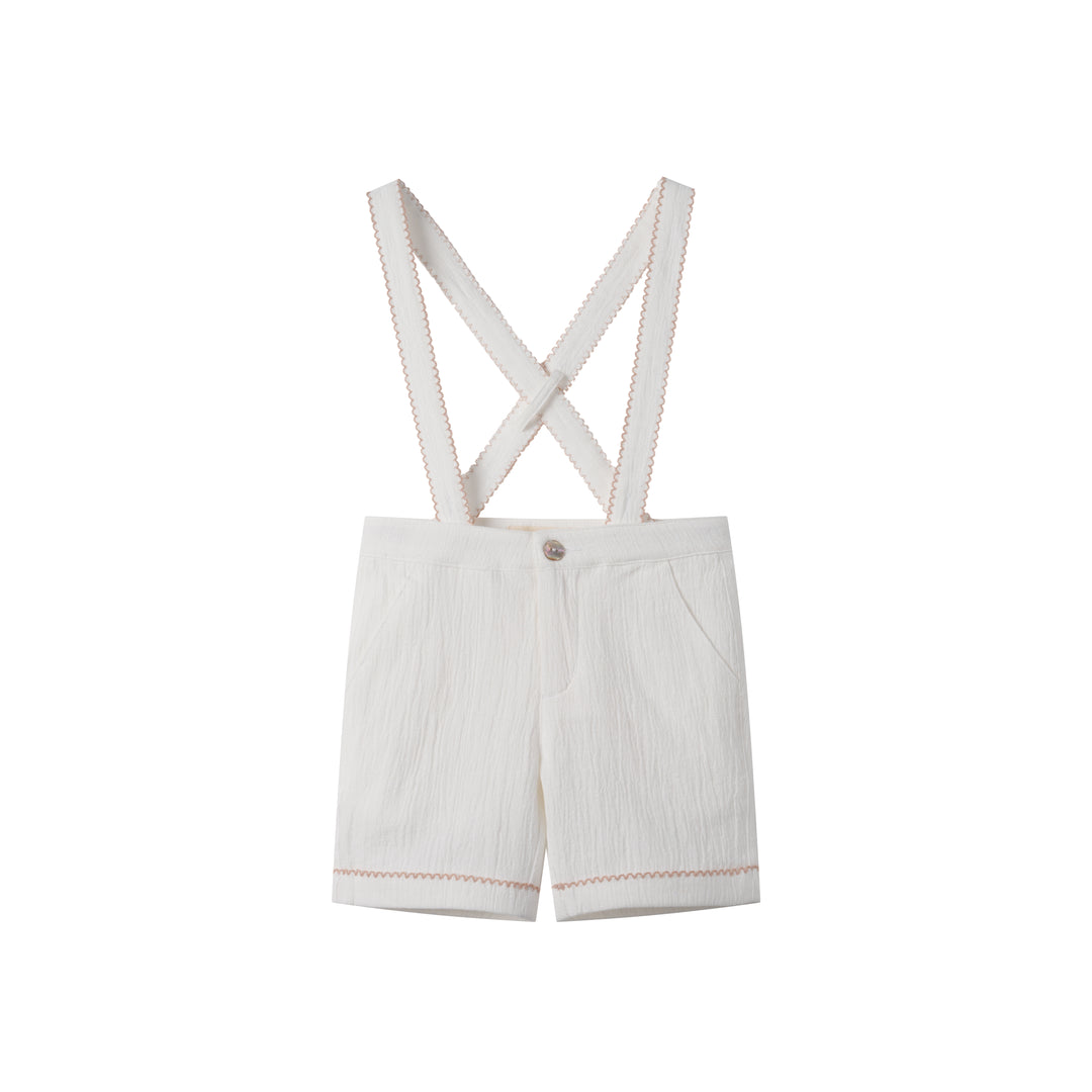 SUSPENDER PANT WITH TRIM-WHITE