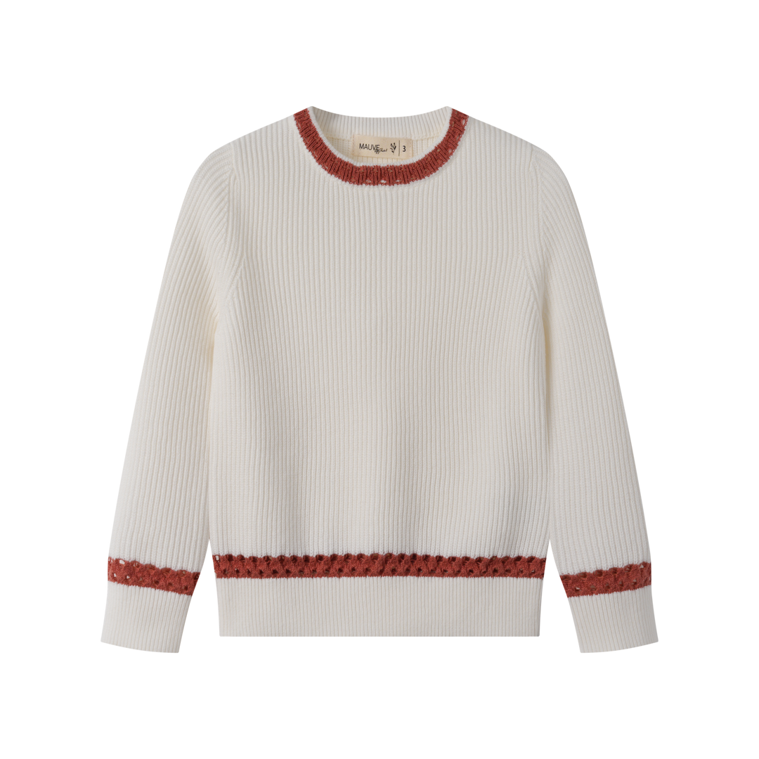 SWEATER WITH CONTRAST EDGING-WHITE COMBO