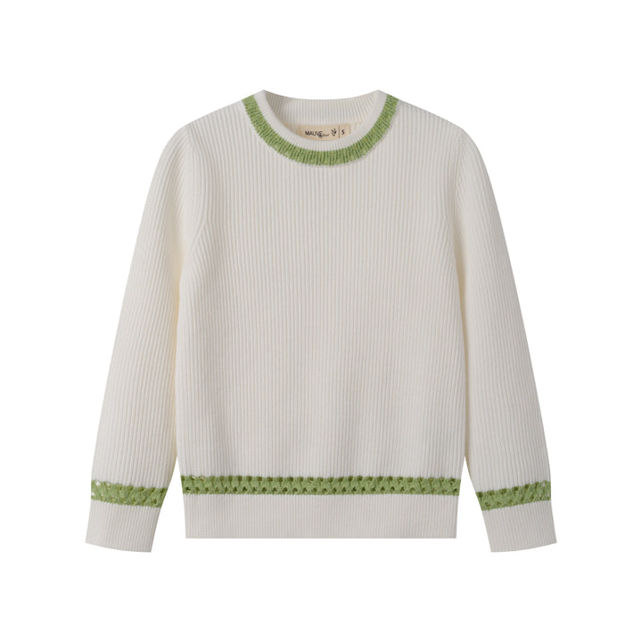 SWEATER WITH CONTRAST EDGING-WHITE