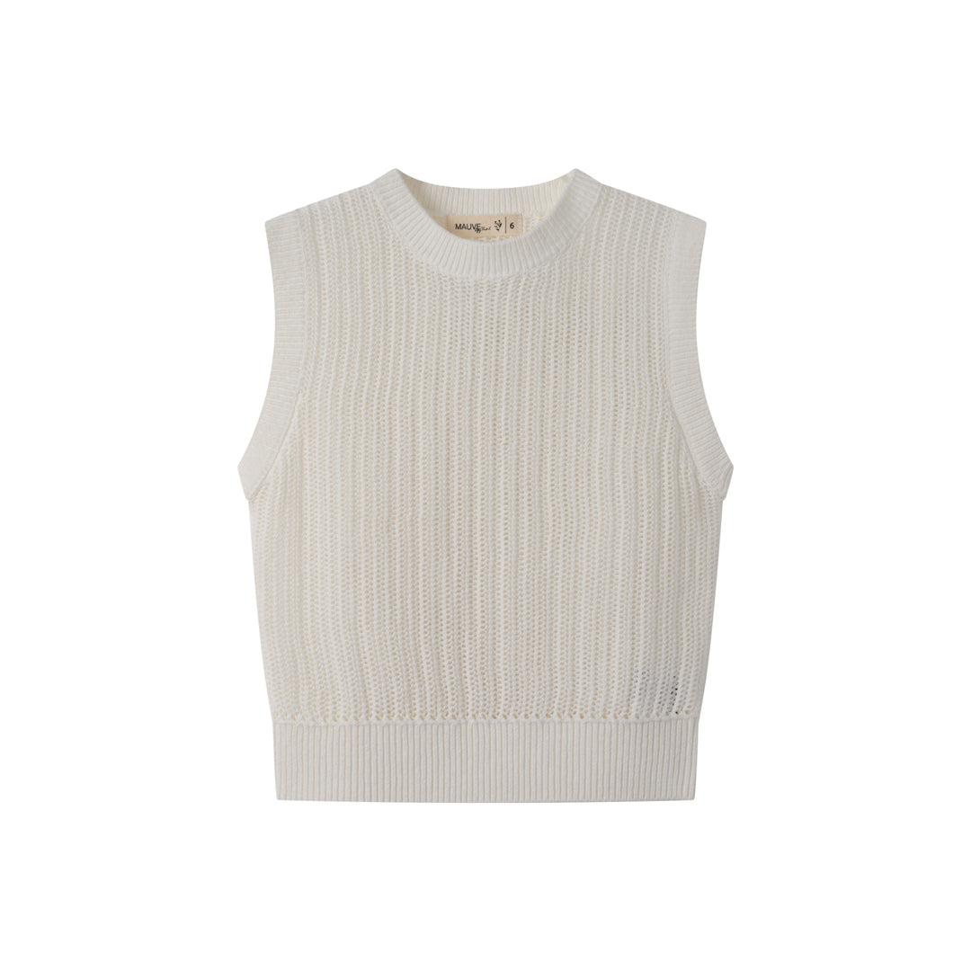 BOYS KNIT VEST-WHITE