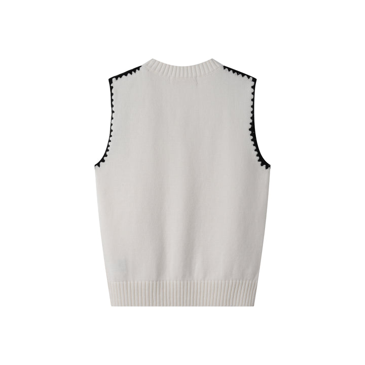 BOYS VEST WITH SIDE TRIM-WHITE