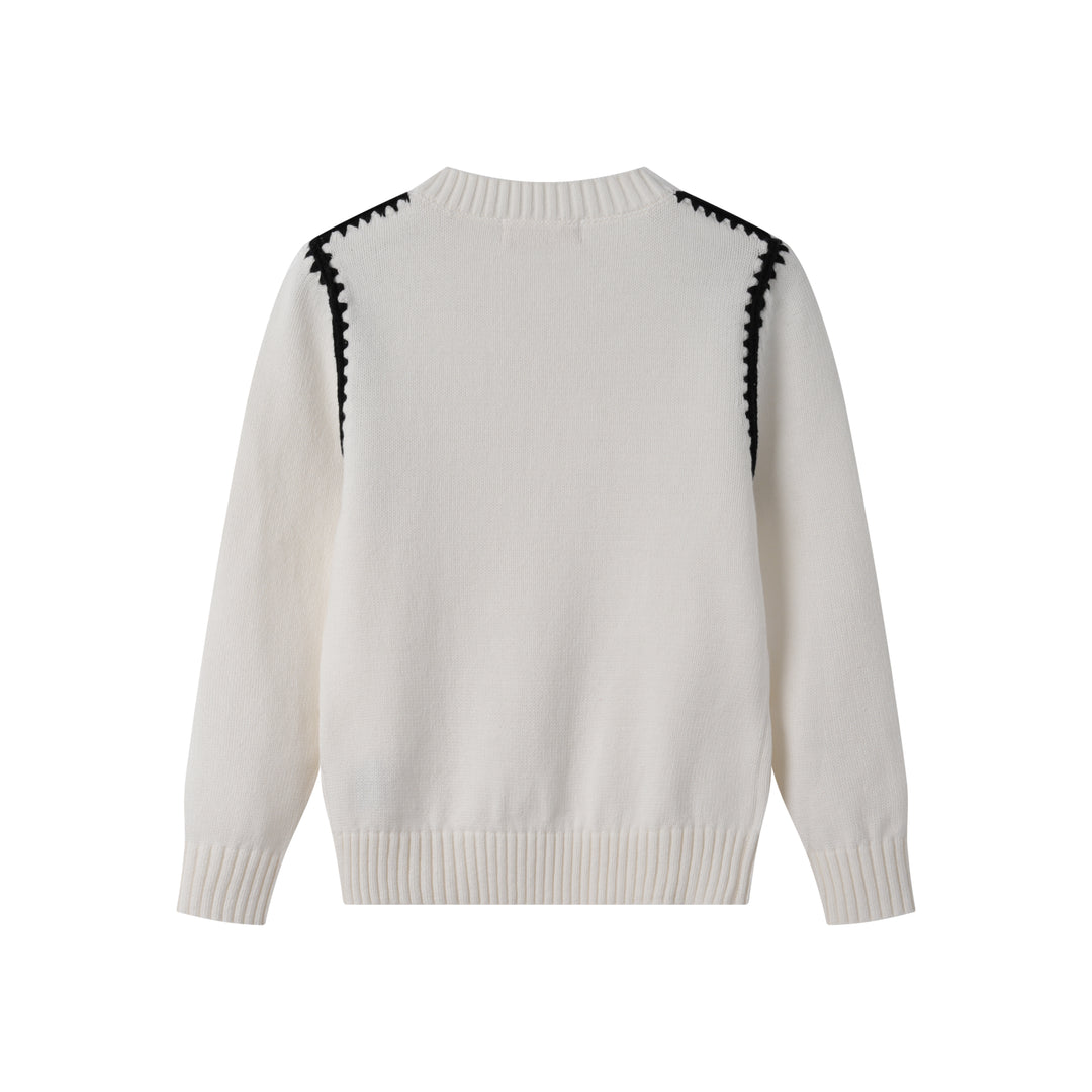 SWEATER WITH SIDE TRIM-WHITE