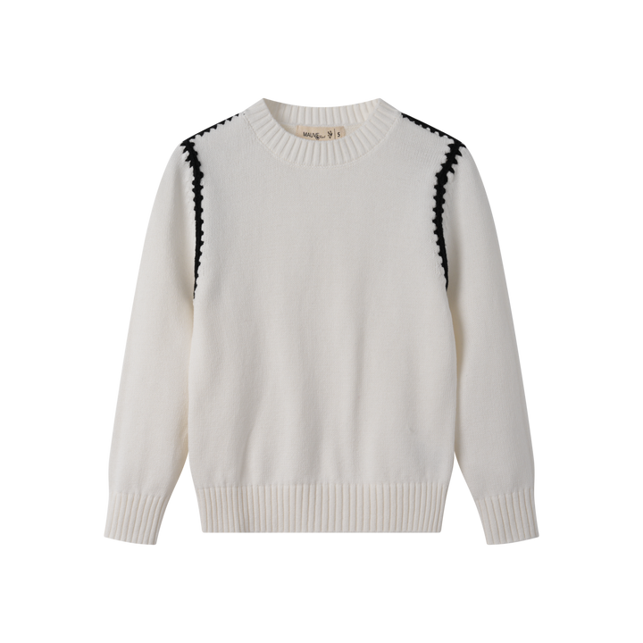 SWEATER WITH SIDE TRIM-WHITE